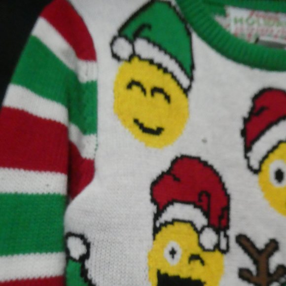 HAPPY HOLIDAYS | small, s | Emoji and Striped | Ugly Christmas Sweater | Unisex - Picture 6 of 15